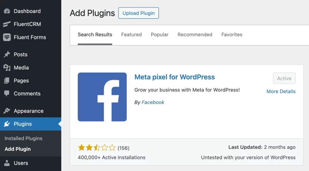 Installing Meta Pixel for WordPress plugin